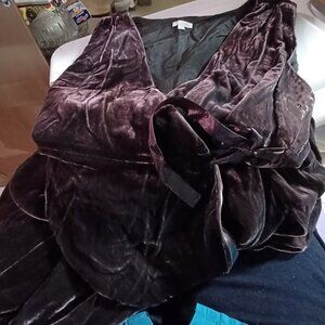 Gorgeous Garnet Hill Velvet Wrap Dress - Size 18, Elegant Deep Plum